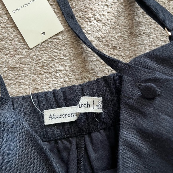 Abercrombie & Fitch Linen Blend Button Skort Black Mini Dress Romper Skirt Small - Picture 5 of 7